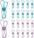 PATIKIL 50Pcs Paper Office Binder Clips, 1.26" Small Metal Wire Hollow Out Paper Clamps Long Tail Binder Clips for Photo Clothes Hanging Office Home Kitchen Food Package, Blue/Purple