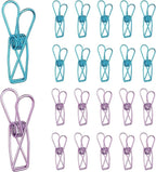 PATIKIL 50Pcs Paper Office Binder Clips, 1.26" Small Metal Wire Hollow Out Paper Clamps Long Tail Binder Clips for Photo Clothes Hanging Office Home Kitchen Food Package, Blue/Purple