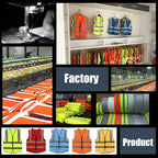YOWESHOP High Visibility Safety Vest Custom Your Logo Protective Workwear 5 Pockets With Reflective Strips Outdoor Work Vest (Navy Blue (2XL))