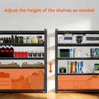 5 Tier Garage Shelving, Adjustable Heavy Duty Garage Shelves,Metal Storage Shelves Unit for Basement,Warehouse,Pantry Kitchen