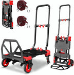 2 in 1 Hand Truck Dolly Foldable, 330LB Folding Hand Truck Heavy Duty Carrying, Folding Hand Cart with Retractable Handle Dolly Cart for Moving
