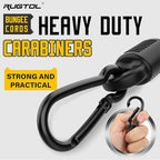 Bungee Cords with Hooks, 36 Inch Adjustable Yellow Bungee Cords with Carabiner Heavy Duty Outdoor, 8mm Thick Easy to Adjust Bungee Rope UV Resistant for Tarp, Bike Rack, Garden, Binding, 6 Pack