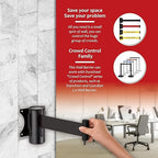 DuraSteel Wall Mount Crowd Control Retractable Belt Barrier - 9.2 Ft Black Retractables Barrier Belt, Crowd Control Barriers Do Not Enter Line Dividers for Crowds NOT Stanchions with Retractable Belts