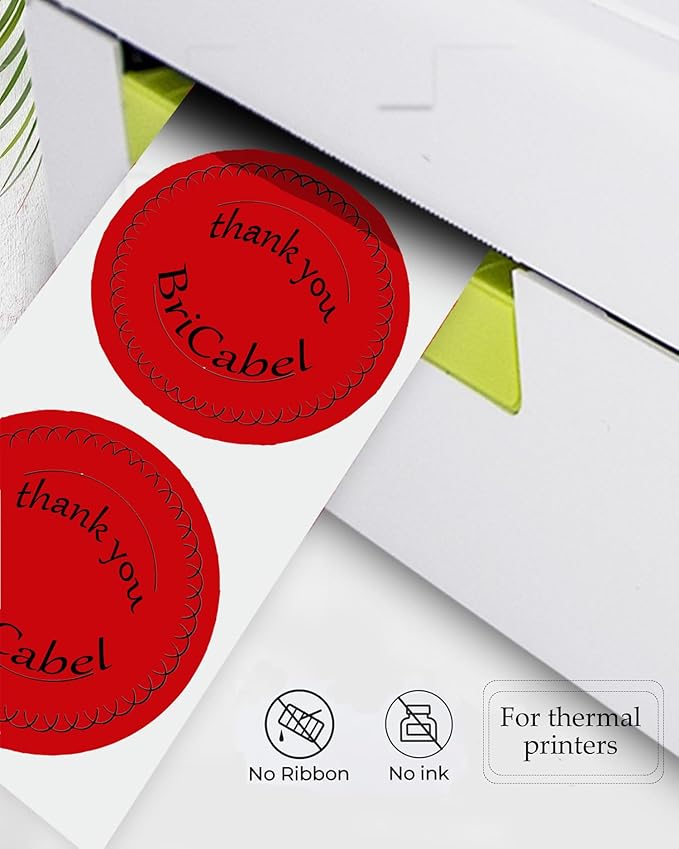2 Inch Red Round Thermal Labels,600 Labels/Roll,Self-Adhesive Circle Inventory Stickers, Multi-Purpose Round Roll Thermal Printing Stickers for Business and Domestic Use