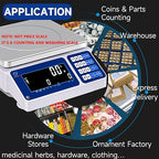 Counting Scale 15kg/33lb x 0.5g Digital Bench Scale for Parts and Coins kg/g/lb/oz Electronic Gram Scale Large Range Lab Industrial Inventory Piece Counting Balance Scales