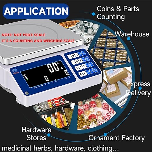 Counting Scale 15kg/33lb x 0.5g Digital Bench Scale for Parts and Coins kg/g/lb/oz Electronic Gram Scale Large Range Lab Industrial Inventory Piece Counting Balance Scales