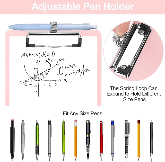 Small Clipboard with Storage, A5 Clipboards with Pen Holder, Half Letter Clip Boards 6x9 Mini Plastic Clipboard with Low Profile Clip for Classroom, School, Office Supplies (Light Pink)