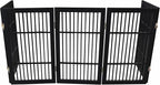 Pet Dog Gate Strong and Durable Freestanding Folding Acacia Hardwood Portable Wooden Fence Indoors or Outdoors by Urnporium (Black Pet Gate, 5 Panel 30" Tall)