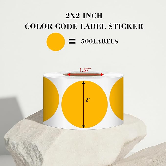 2 Inch Fluorescent Orange Circle Stickers 500 Pcs,Permanent Color Coding Dots for Office Home Organization, File Classification,Multipurpose Labels