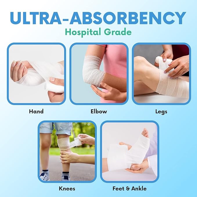 HEALQU Premium Gauze Rolls - 2' x 4.1 Yards - 24 Rolls, Individually Wrapped Conforming Stretch Gauze Bandage - Super Soft Woven Stretch Bandages for Primary Wound Dressing Support