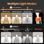CAVN Rechargeable Camping Lights with Stand 6.5 ft Max Height, Portable Cordless LED Work Light 2200 Lumens 6500/4500/3500K Dimmable Camping Essentials Gear with Detachable Tripod, Orange