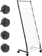 VEVOR Brochure Display Rack, 6-Tier Magazine Literature Display Stand, Floor Standing Magazine Rack Newspaper Catalog Holders, Movable with 4 Wheels (2 Lockable) for Shop Exhibitions Office, 6 Pockets