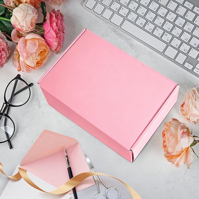 6x4x3 inches Shipping Boxes Set of 25, Small Corrugated Cardboard Box, Literature Mailer, Gift Boxes (Pink, 6x4x3)