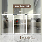 41-Inch Extra Tall Metal Baby Gate for Doorway, 76.8-79.5'' Pet Safe Gate with Expansion Kit, No Drilling Cat Fence Indoor, No Climb Child Door, White