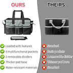 Boczif Cleaning Caddy Bag Wearable, Supplies Organizer With Handle, Shoulder Straps & Detachable Divide, Tool Organizers Tote for Cleaners & Housekeepers (Grey)