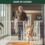 FXW Dog Gate Extra Wide Designed for Indoor Use, Adjustable Width Up to 83-inch Wide (45" H 3 Wire Panels for Large Dogs), White