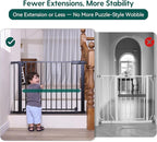 BABELIO Baby Gate for Doorways and Stairs, 26-31" Pet Gate with Wide Walk Thru Door and Lock Indicator, No Drill Pressure Mounted Safety Gate with Double Lock and Self-Closing, Black