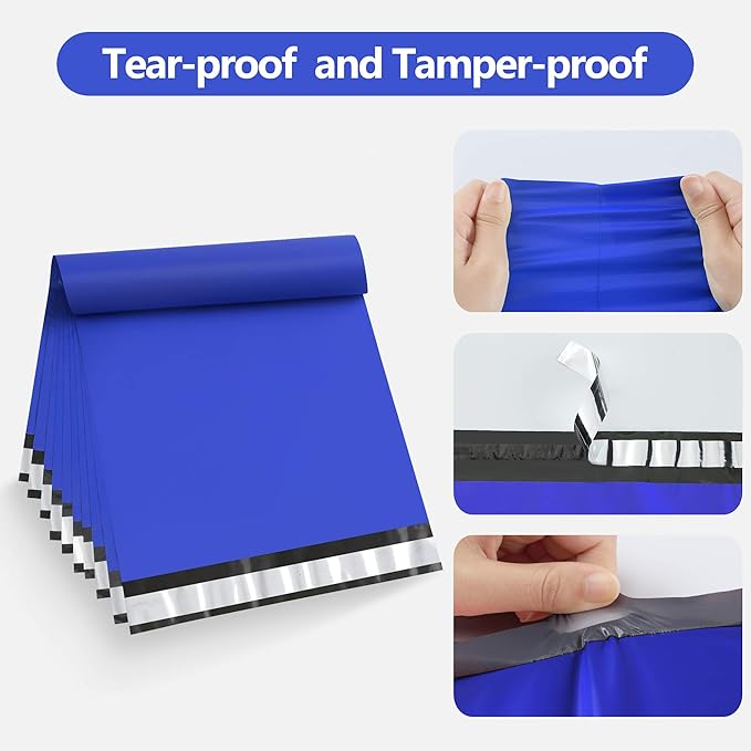 Famagic 200pcs Poly Mailers 12x15.5 Inch Shipping Bags Dark Blue Shipping Envelopes Self Seal Mailers Bags Waterproof and Tear-Proof Packaging Bags