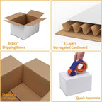 PETAFLOP 8x6x5 Shipping Boxes Set of 25, Small White Cardboard Mailer Box for Packing, Mailing, Business