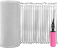 Large Bubble Cushioning Wrap for Packing, 15.75''*328' Inflatable Air Pillows for Shipping & Moving Heavy Duty Space Saving Big Box Filler, Recyclable Shipping Supplies with Pump, 55um