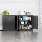 Incbruce 36” Metal Storage Cabinet, Locking Steel Storage Cabinet with 2 Doors and 2 Adjustable Shelves for Garage, Home, Office (Black)