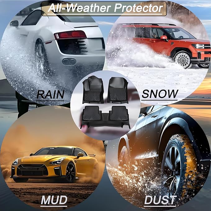 Aiqiying Floor Mats Compatible with Ford Escape 2013-2019 Models，All Weather Carpet Liners Waterproof Durable Custom-Fit Front Rear Full Set Protection TPE Accessories