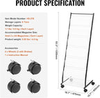 VEVOR Brochure Display Rack, 6-Tier Magazine Literature Display Stand, Floor Standing Magazine Rack Newspaper Catalog Holders, Movable with 4 Wheels (2 Lockable) for Shop Exhibitions Office, 6 Pockets