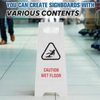 6 Pack 24 Inch Blank Floor Sign White A-frame Foldable Caution Sign Write-On Double Sided Safety Warning for Pool Restaurant Restroom Office