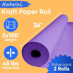 36" x 1200" (100 ft) Lilac Kraft Paper Roll - Value Pack of 2, 45 lbs Thickness, Made in USA for School, Bulletin Board - Odorless, Non-Toxic, Safe for Kids
