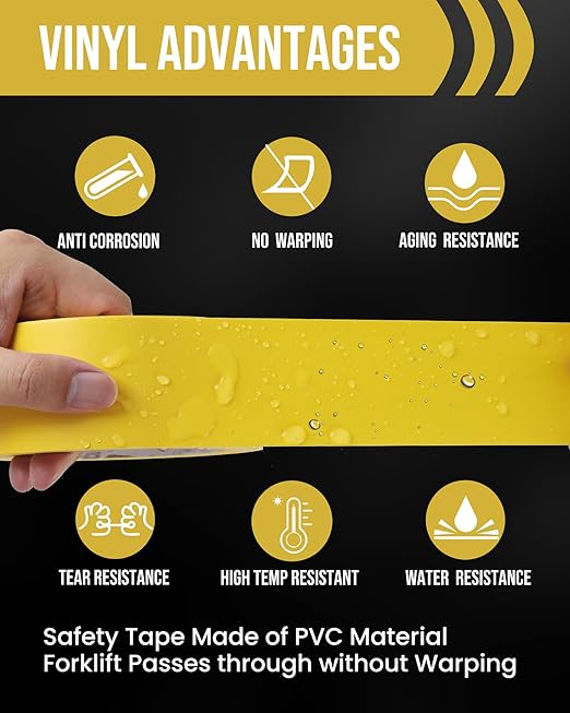 Lichamp 6 Rolls Vinyl Tape, Premium Safety Marking and Traffic Floor Marking Tape, Bundling, Social Distancing, 2 Inch x 36 Yards per Roll, 216 Total Yards, Yellow