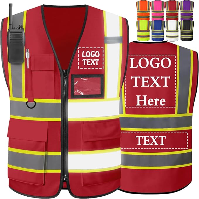 Custom Safety Vest High Visibility Customize Class 2 for Men Personalized Two Tone Logo Work Vests for Construction
