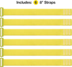 Wrap-It Storage Cinch Straps - 8" (6-Pack) Limelight - Cord Keeper Wraps for Appliances and Home Office Cable Management