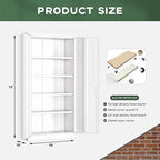 Greenvelly Metal Storage Cabinet, 72" Locking Metal Garage Storage Cabinet with Doors and 4 Adjustable Shelves, Lockable Steel Cabinets for Home Office, Garage, Shop, School (White 36" W x 18" D)