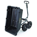 Gorilla Carts Heavy-Duty Poly Yard Dump Cart, 6 Cu Ft Tub, 1200 lb Haul Capacity, Black – Towable Utility Wagon with Quick-Release Dumping & Pneumatic Tires for Landscaping and Gardening