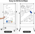 Rolling Whiteboard, Double Sided Magnetic Dry Erase Board Height Adjustable Whiteboard with Stand for Home Office Classroom (48" x 32")