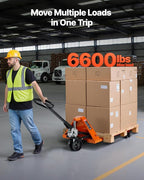 VEVOR Pallet Jack, 6600 lbs Load Capacity, Manual Pallet Truck with 48L x 27W Inch Forks for Material Handling, 3.35-7.1 Inch Fork Lift Height Range, Suitable for Warehouse, Supermarket, Manufacturing