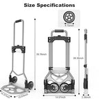 Folding Hand Truck Dolly Cart, 180LBS Portable Aluminum Hand Truck Foldable with Telescoping Handle and Elastic Cord for Luggage, Boxes, Functionality Foldable Dolly for Home, Moving, Black Gray