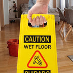 Caution Wet Floor Sign, （L:17.12in W:8.38in H:0.94in）2-Sided Foldable Safety Sign for Commercial Use, A Frame Caution Sign Bilingual Warning Signs, Yellow (yellow 2pack)