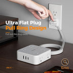Surge Protector Power Strip, TESSAN 5 FT Flat Extension Cord with 8 AC Outlets 3 USB Ports (1 USB C), 900 Joules Protection, 3-Sided Wall Plug Extender, Desk Charging Station for Office, Dorm