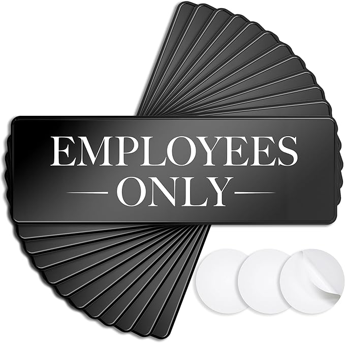 ASSURED SIGNS Employees Only Sign Kit For Door - 12 Pack - 3 By 9 Inch - Ideal Employee/Staff Only Signs for Office, Business, Kitchen, Restroom - Ensures Public Do Not Enter Restricted Areas