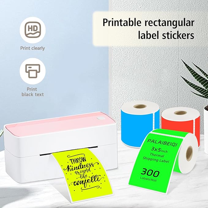 3x5 Inch Thermal Label Stickers,300Pcs Waterproof Rectangle Labels for Storage Bins,Moving Boxes,Address & Inventory Organization,Small Business Labeling,Mixed Colors
