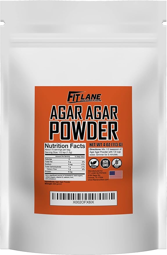 Agar Agar Powder 4 oz - Vegan (Vegetarian) Gelatin. Non GMO, Gluten Free and Nutrient Rich - Unflavored.