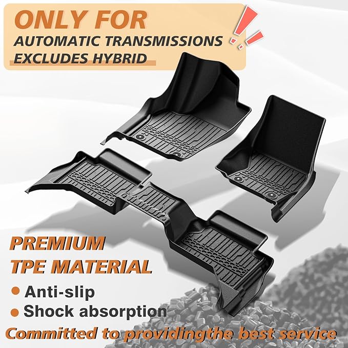 TripleAliners for Tacoma 2024 2025 Double Cab Floor Mats (Fit Auto Trans ONLY) All Weather Floor Liners Compatible with 2024+ Toyota Tacoma Accessories Front & Rear Mats, 3PCS(Not for Hybrid/Manual)