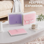 ThinkTex Accordion File Organizer, 12 - Pocket Expanding File Folders for Paper Receipts, Bills&Taxes Organizer, Letter/A4 Size Document Holder for School, Office, Home with Colorful tabs- Pink