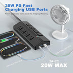 JUNNUJ Heavy Duty Power Strip with 8 Outlets and 4 USB Ports, Metal Wall Mount Surge Protector with 20 Amp 12 Gauge 6 FT Extension Cord for Garage, Industrial, Shop, ETL Listed
