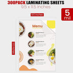 CAREGY Thermal Laminating Pouches,350 Pack Laminating Sheets, 5 Mil, 9 x 11.5 Inches Lamination Sheet Paper for Laminator, Round Corner Letter Size, Office and School Supplies