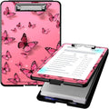 Clipboard with Storage, High Capacity Plastic Storage Clipboard with Pen Holder for Women Teachers Work, School & Office Supplies, Cute Pattern Decorative Clipboards, Butterfly