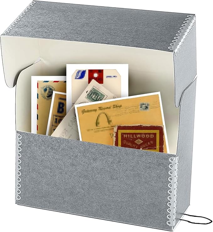 Lineco Archival Document Storage Box with Metal Edge, Acid-Free Gray Boxboard, Organize and Store Files, Prints, Photos, Letter-Sized Case 12.5" x 10.5" x 5" Wide, Pack of 2