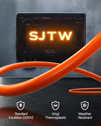 DEWENWILS 30FT Retractable Extension Cord Reel, 16/3C SJTW Heavy Duty Power Cord, Lighted Triple Outlets, 10A Circuit Breaker, Lightweight 180° Swivel Bracket, Ceiling/Wall Mount, ETL Listed, Orange