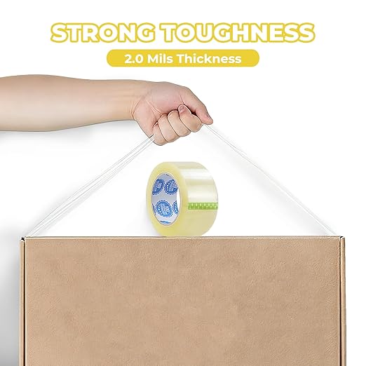 110 Yards Extra Long Packing Tape - 36 Rolls Clear 2 Inch x 1.8 Mil Heavy Duty Shipping & Moving Tape, Strong Adhesive for Storage Boxes